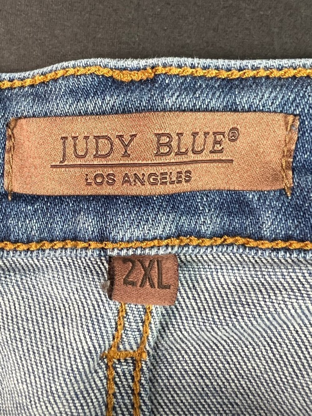 Judy Blue Jean Shorts Womens Plus 35* High Rise Blue Cut Off Denim Jorts Tag 2XL - Picture 4 of 15